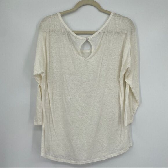 H&M LOGG top shirt blouse embroidered cream on cream classic timeless medium - Picture 6 of 10